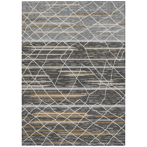 Homeroots 3' Artichoke Green And Ivory Striped Washable Area Rug - Stylish, Durable For Indoor Or Outdoor Use 10' X 14' Polyester 599351