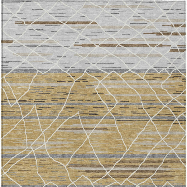 Homeroots 3' Artichoke Green And Ivory Striped Washable Area Rug - Stylish, Durable For Indoor Or Outdoor Use 5' X 8' Polyester 599353