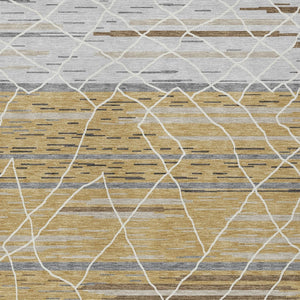 Homeroots 3' Artichoke Green And Ivory Striped Washable Area Rug - Stylish, Durable For Indoor Or Outdoor Use 5' X 8' Polyester 599353