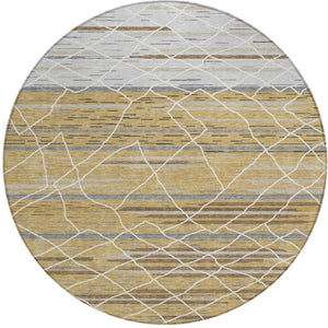 Homeroots 3' Artichoke Green And Ivory Striped Washable Area Rug - Stylish, Durable For Indoor Or Outdoor Use 8' Round Polyester 599354