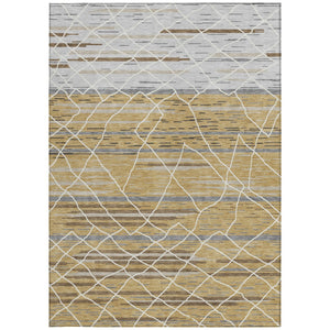 Homeroots 3' Artichoke Green And Ivory Striped Washable Area Rug - Stylish, Durable For Indoor Or Outdoor Use 8' X 10' Polyester 599355
