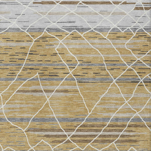 Homeroots 3' Artichoke Green And Ivory Striped Washable Area Rug - Stylish, Durable For Indoor Or Outdoor Use 8' X 10' Polyester 599355