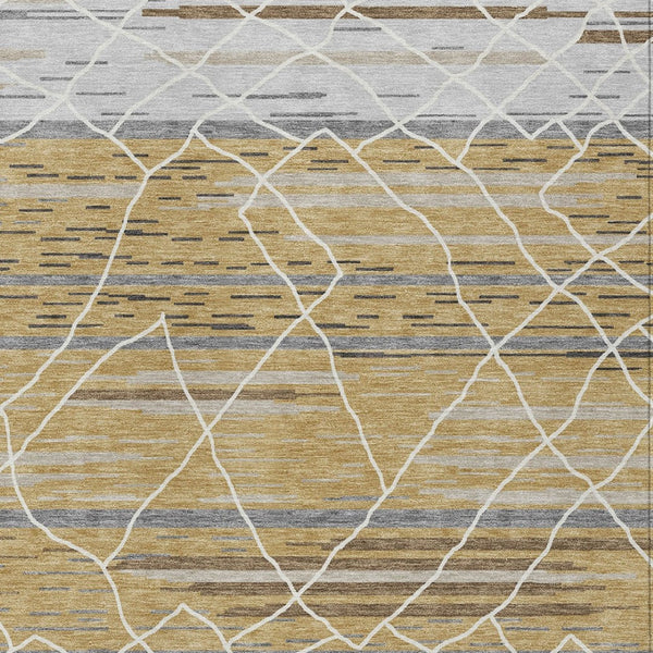 Homeroots 3' Artichoke Green And Ivory Striped Washable Area Rug - Stylish, Durable For Indoor Or Outdoor Use 8' X 10' Polyester 599355