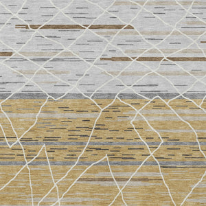 Homeroots 3' Artichoke Green And Ivory Striped Washable Area Rug - Stylish, Durable For Indoor Or Outdoor Use 9' X 12' Polyester 599356