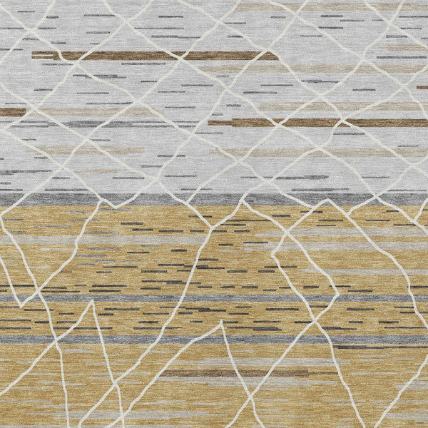 Homeroots 3' Artichoke Green And Ivory Striped Washable Area Rug - Stylish, Durable For Indoor Or Outdoor Use 9' X 12' Polyester 599356