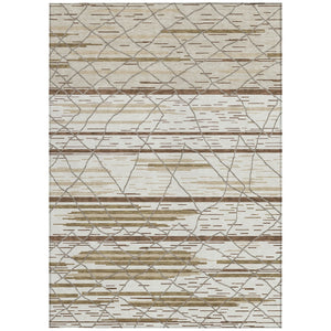 Homeroots 3' Artichoke Green And Ivory Striped Washable Area Rug - Stylish, Durable For Indoor Or Outdoor Use 3' X 5' Polyester 599358