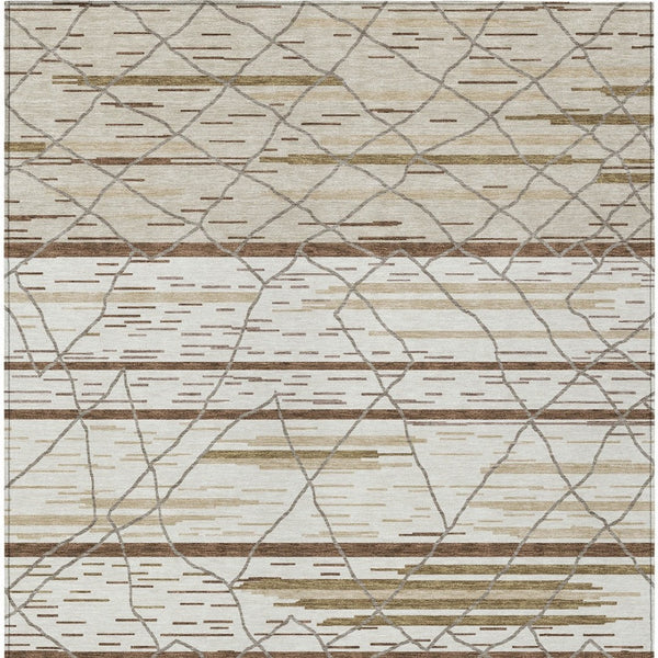 Homeroots 3' Artichoke Green And Ivory Striped Washable Area Rug - Stylish, Durable For Indoor Or Outdoor Use 3' X 5' Polyester 599358