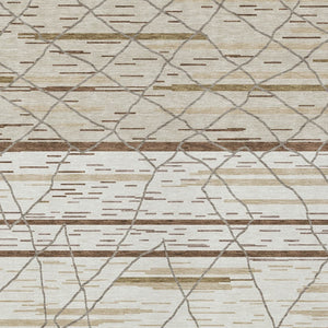 Homeroots 3' Artichoke Green And Ivory Striped Washable Area Rug - Stylish, Durable For Indoor Or Outdoor Use 5' X 8' Polyester 599359