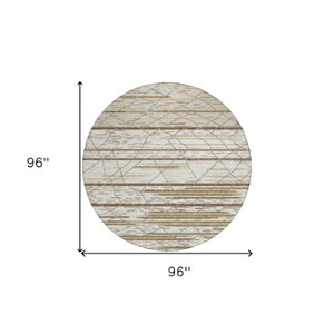 Homeroots 3' Artichoke Green And Ivory Striped Washable Area Rug - Stylish, Durable For Indoor Or Outdoor Use 8' Round Polyester 599360