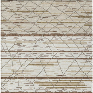 Homeroots 3' Artichoke Green And Ivory Striped Washable Area Rug - Stylish, Durable For Indoor Or Outdoor Use 9' X 12' Polyester 599362