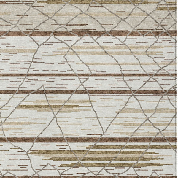 Homeroots 3' Artichoke Green And Ivory Striped Washable Area Rug - Stylish, Durable For Indoor Or Outdoor Use 9' X 12' Polyester 599362