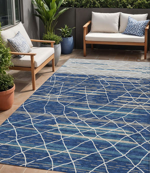 Homeroots 3' Artichoke Green And Ivory Striped Washable Area Rug - Stylish, Durable For Indoor Or Outdoor Use 5' X 8' Polyester 599365