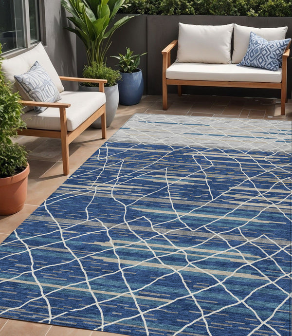 Homeroots 3' Artichoke Green And Ivory Striped Washable Area Rug - Stylish, Durable For Indoor Or Outdoor Use 5' X 8' Polyester 599365