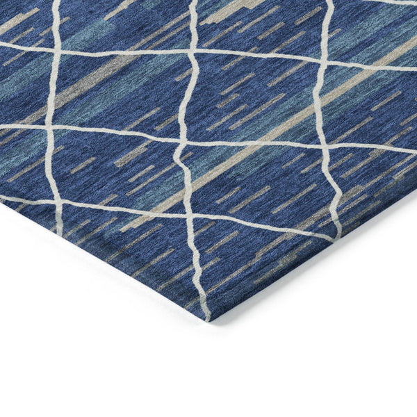 Homeroots 3' Artichoke Green And Ivory Striped Washable Area Rug - Stylish, Durable For Indoor Or Outdoor Use 5' X 8' Polyester 599365