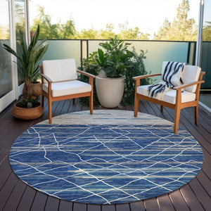 Homeroots 3' Artichoke Green And Ivory Striped Washable Area Rug - Stylish, Durable For Indoor Or Outdoor Use 8' Round Polyester 599366