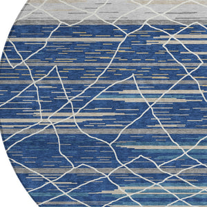 Homeroots 3' Artichoke Green And Ivory Striped Washable Area Rug - Stylish, Durable For Indoor Or Outdoor Use 8' Round Polyester 599366