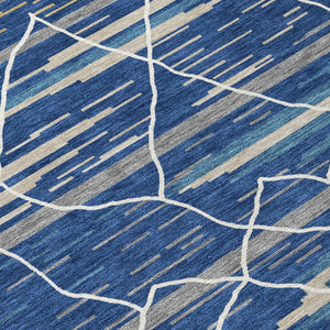 Homeroots 3' Artichoke Green And Ivory Striped Washable Area Rug - Stylish, Durable For Indoor Or Outdoor Use 8' Round Polyester 599366