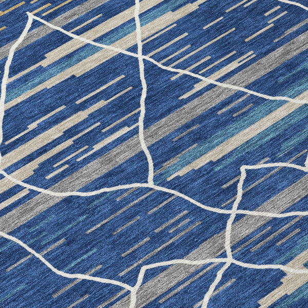 Homeroots 3' Artichoke Green And Ivory Striped Washable Area Rug - Stylish, Durable For Indoor Or Outdoor Use 8' Round Polyester 599366