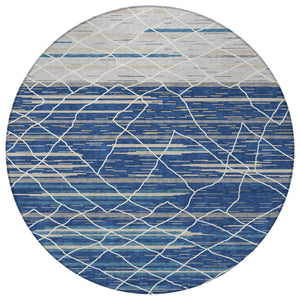 Homeroots 3' Artichoke Green And Ivory Striped Washable Area Rug - Stylish, Durable For Indoor Or Outdoor Use 8' Round Polyester 599366