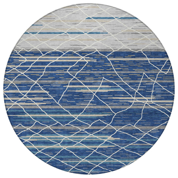 Homeroots 3' Artichoke Green And Ivory Striped Washable Area Rug - Stylish, Durable For Indoor Or Outdoor Use 8' Round Polyester 599366