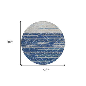 Homeroots 3' Artichoke Green And Ivory Striped Washable Area Rug - Stylish, Durable For Indoor Or Outdoor Use 8' Round Polyester 599366