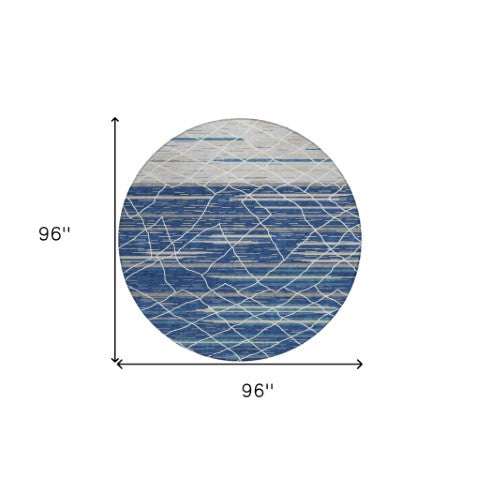 Homeroots 3' Artichoke Green And Ivory Striped Washable Area Rug - Stylish, Durable For Indoor Or Outdoor Use 8' Round Polyester 599366