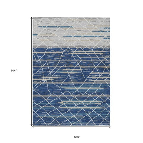 Homeroots 3' Artichoke Green And Ivory Striped Washable Area Rug - Stylish, Durable For Indoor Or Outdoor Use 9' X 12' Polyester 599368