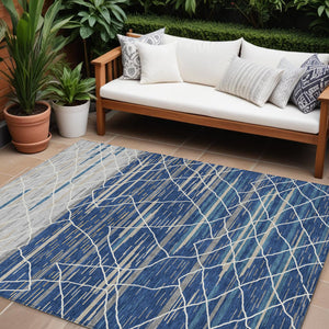 Homeroots 3' Artichoke Green And Ivory Striped Washable Area Rug - Stylish, Durable For Indoor Or Outdoor Use 9' X 12' Polyester 599368