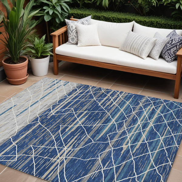Homeroots 3' Artichoke Green And Ivory Striped Washable Area Rug - Stylish, Durable For Indoor Or Outdoor Use 9' X 12' Polyester 599368