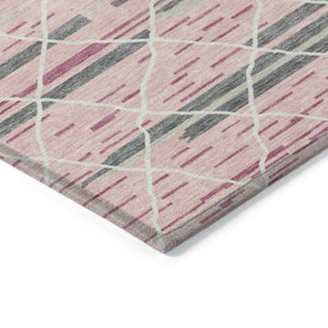 Homeroots 3' Artichoke Green And Ivory Striped Washable Area Rug - Stylish, Durable For Indoor Or Outdoor Use 5' X 8' Polyester 599371