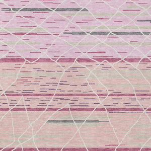 Homeroots 3' Artichoke Green And Ivory Striped Washable Area Rug - Stylish, Durable For Indoor Or Outdoor Use 5' X 8' Polyester 599371