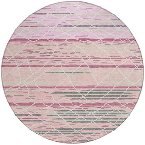 Homeroots 3' Artichoke Green And Ivory Striped Washable Area Rug - Stylish, Durable For Indoor Or Outdoor Use 8' Round Polyester 599372