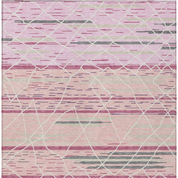 Homeroots 3' Artichoke Green And Ivory Striped Washable Area Rug - Stylish, Durable For Indoor Or Outdoor Use 9' X 12' Polyester 599374