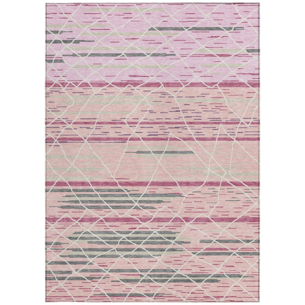 Homeroots 3' Artichoke Green And Ivory Striped Washable Area Rug - Stylish, Durable For Indoor Or Outdoor Use 10' X 14' Polyester 599375