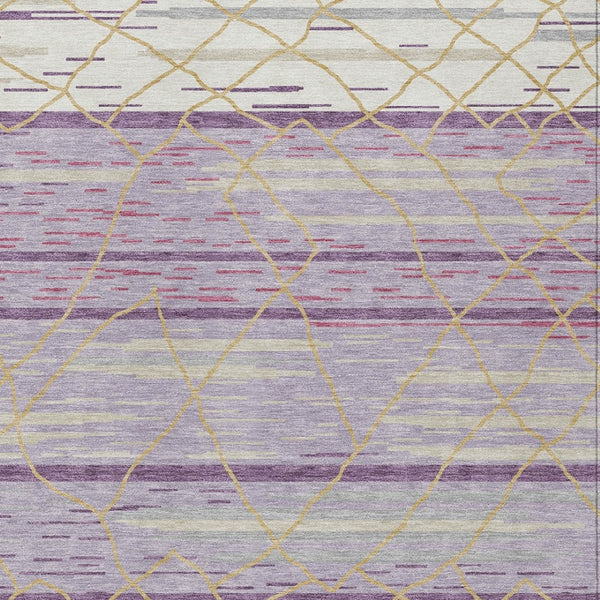 Homeroots 3' Artichoke Green And Ivory Striped Washable Area Rug - Stylish, Durable For Indoor Or Outdoor Use 3' X 5' Polyester 599376