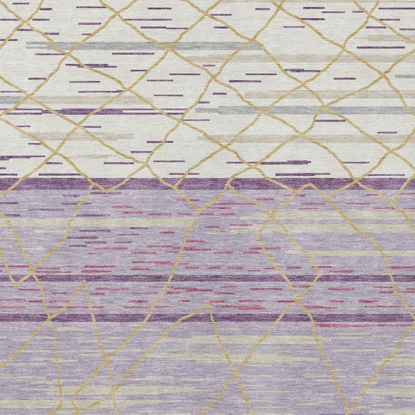 Homeroots 3' Artichoke Green And Ivory Striped Washable Area Rug - Stylish, Durable For Indoor Or Outdoor Use 5' X 8' Polyester 599377