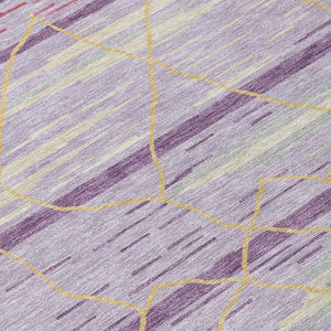 Homeroots 3' Artichoke Green And Ivory Striped Washable Area Rug - Stylish, Durable For Indoor Or Outdoor Use 5' X 8' Polyester 599377