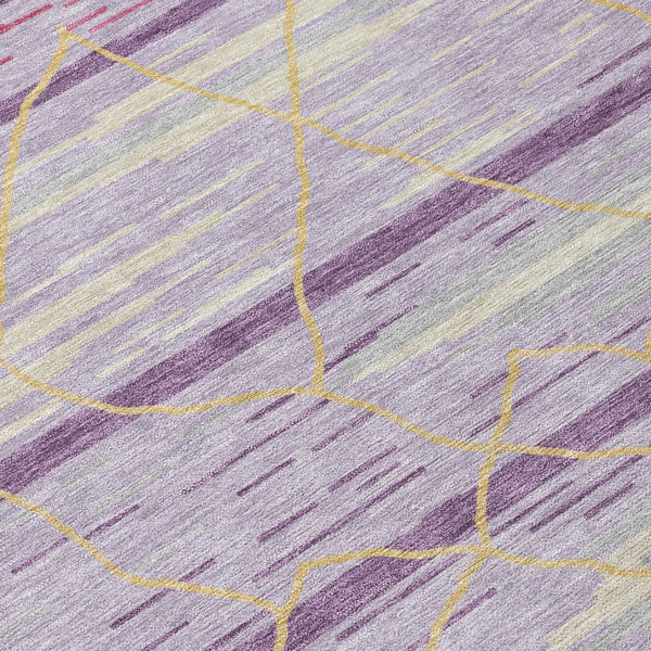 Homeroots 3' Artichoke Green And Ivory Striped Washable Area Rug - Stylish, Durable For Indoor Or Outdoor Use 5' X 8' Polyester 599377