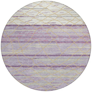 Homeroots 3' Artichoke Green And Ivory Striped Washable Area Rug - Stylish, Durable For Indoor Or Outdoor Use 8' Round Polyester 599378