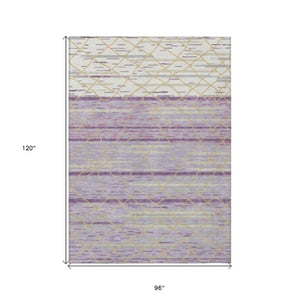 Homeroots 3' Artichoke Green And Ivory Striped Washable Area Rug - Stylish, Durable For Indoor Or Outdoor Use 8' X 10' Polyester 599379