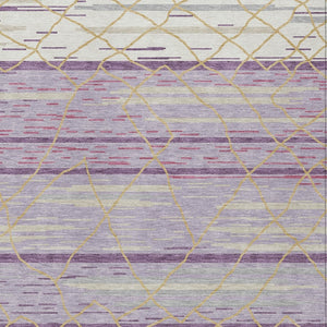 Homeroots 3' Artichoke Green And Ivory Striped Washable Area Rug - Stylish, Durable For Indoor Or Outdoor Use 8' X 10' Polyester 599379