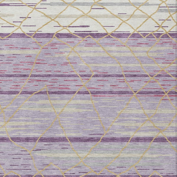 Homeroots 3' Artichoke Green And Ivory Striped Washable Area Rug - Stylish, Durable For Indoor Or Outdoor Use 8' X 10' Polyester 599379