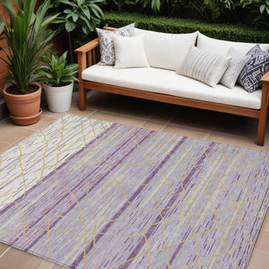Homeroots 3' Artichoke Green And Ivory Striped Washable Area Rug - Stylish, Durable For Indoor Or Outdoor Use 9' X 12' Polyester 599380