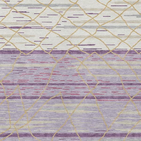 Homeroots 3' Artichoke Green And Ivory Striped Washable Area Rug - Stylish, Durable For Indoor Or Outdoor Use 10' X 14' Polyester 599381