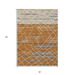 Homeroots 3' Artichoke Green And Ivory Striped Washable Area Rug - Stylish, Durable For Indoor Or Outdoor Use 3' X 5' Polyester 599382