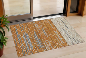 Homeroots 3' Artichoke Green And Ivory Striped Washable Area Rug - Stylish, Durable For Indoor Or Outdoor Use 3' X 5' Polyester 599382