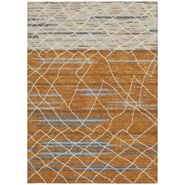 Homeroots 3' Artichoke Green And Ivory Striped Washable Area Rug - Stylish, Durable For Indoor Or Outdoor Use 5' X 8' Polyester 599383