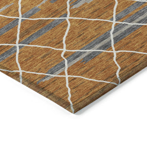 Homeroots 3' Artichoke Green And Ivory Striped Washable Area Rug - Stylish, Durable For Indoor Or Outdoor Use 5' X 8' Polyester 599383