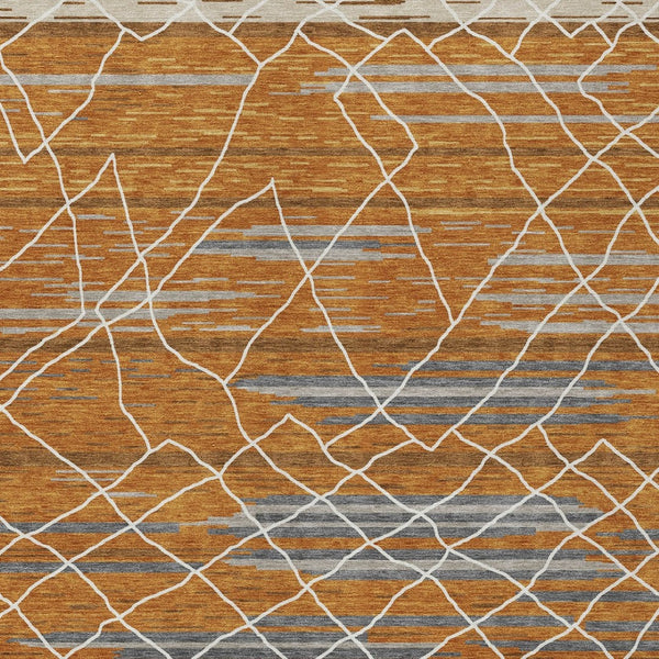 Homeroots 3' Artichoke Green And Ivory Striped Washable Area Rug - Stylish, Durable For Indoor Or Outdoor Use 5' X 8' Polyester 599383