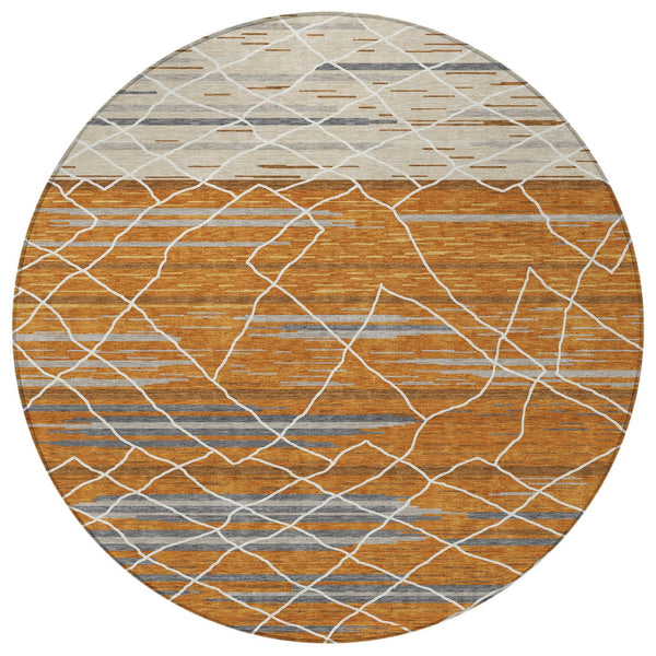 Homeroots 3' Artichoke Green And Ivory Striped Washable Area Rug - Stylish, Durable For Indoor Or Outdoor Use 8' Round Polyester 599384